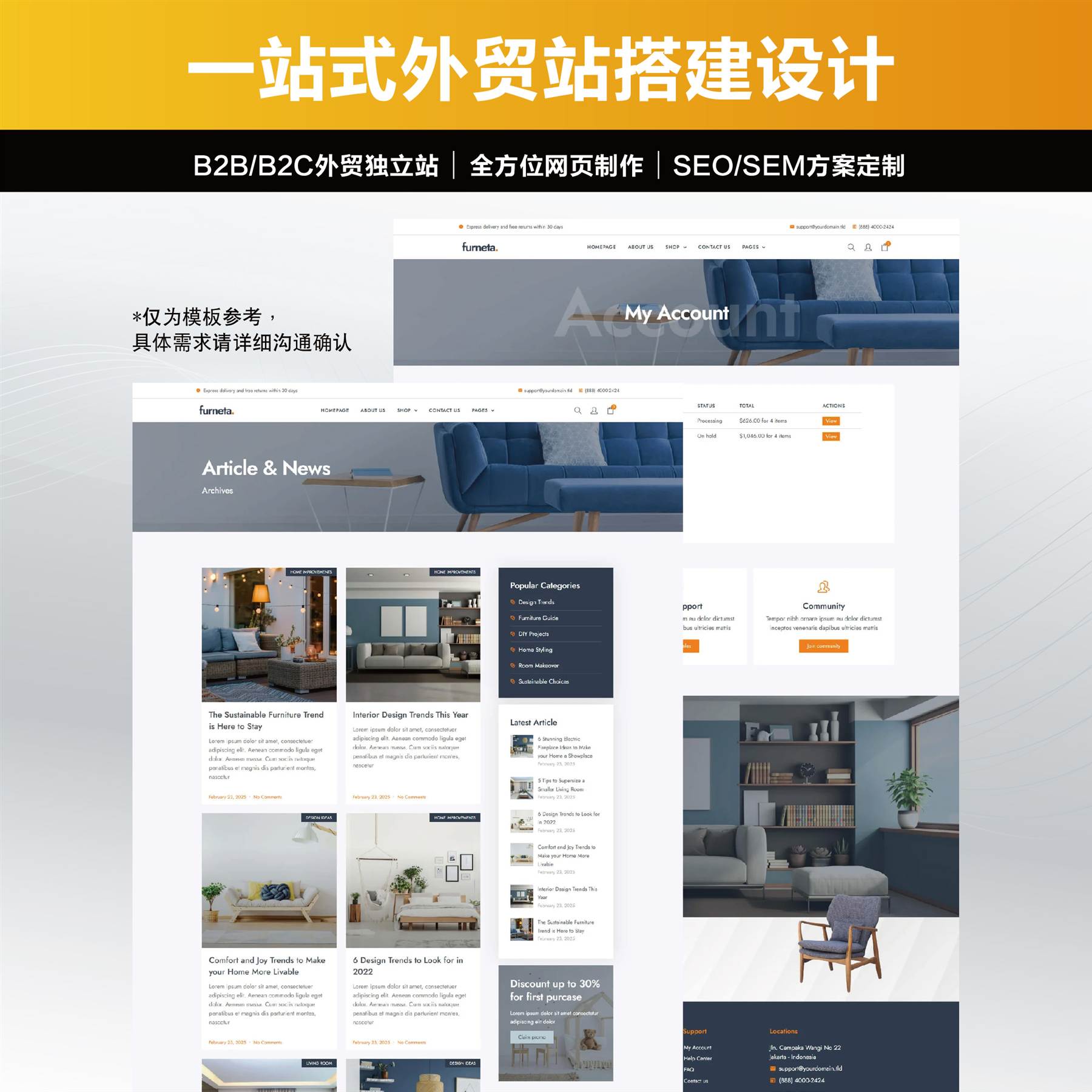 家具食品外贸独立站搭建案例