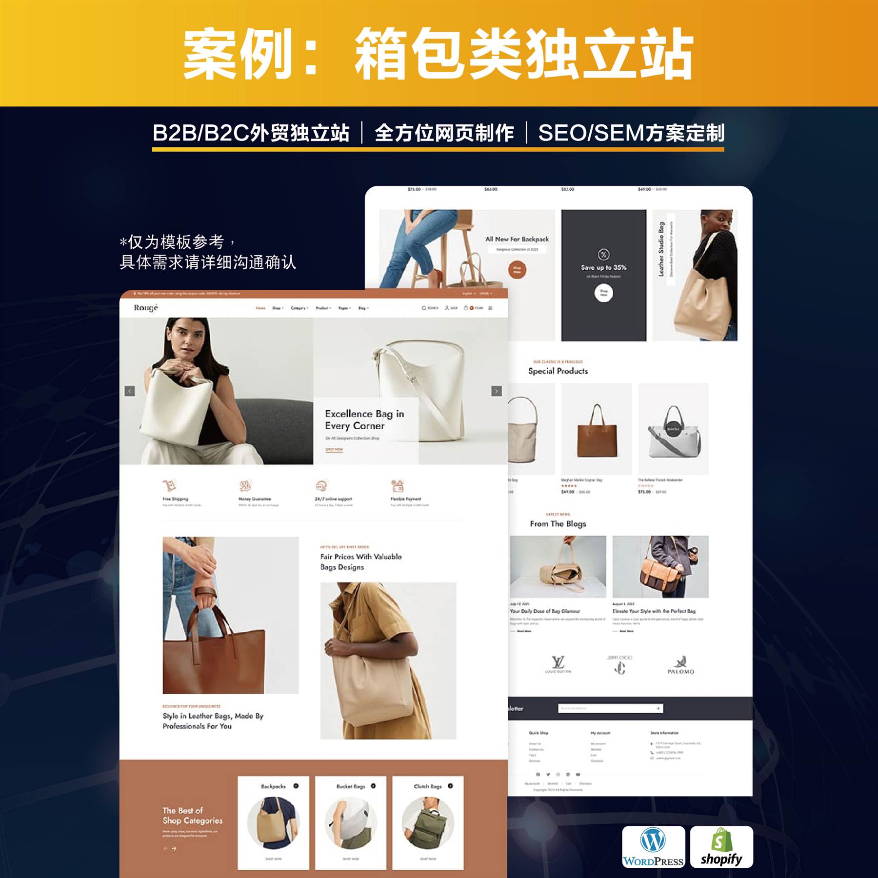 手袋食品外贸独立站搭建案例